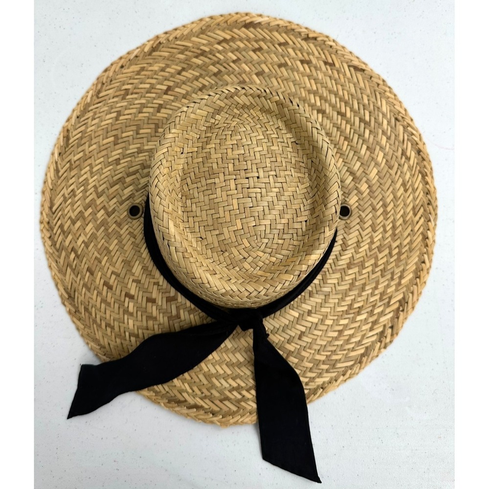Dorfman Pacific Women's Straw Fedora Hat Black Ribbon Band Wide Brim Summer Sun - Picture 12 of 15
